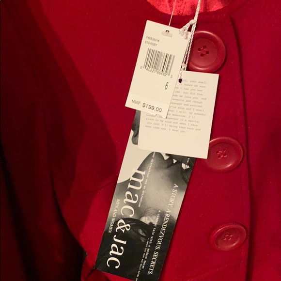 Mac & Jac Deep Red Coat with Tie - Picture 3 of 3